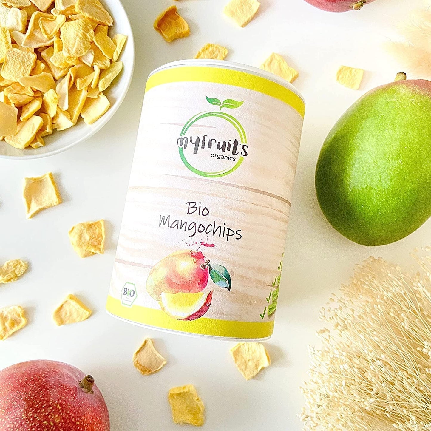 myfruits organiczne mango, owoce liofilizowane, 300g, chipsy owocowe, bez dodatków, 100% mango, owoce liofilizowane i suszone do musli lub przekąsek... Produkty odwodnione Naty Shop