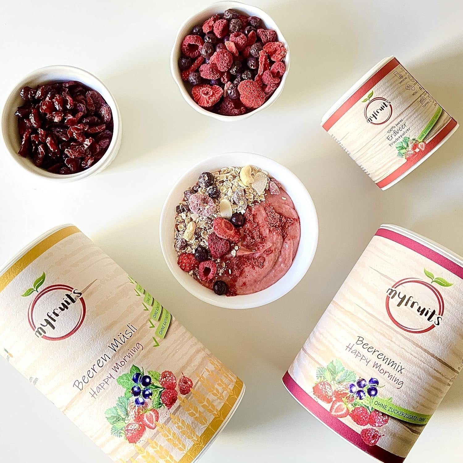 myfruits mieszanka jagodowa 300g, mieszanka owoców liofilizowanych i jagód, bez dodatku cukru, truskawki, maliny, porzeczki czerwone, mieszanka suszonych owoców Produkty odwodnione Naty Shop