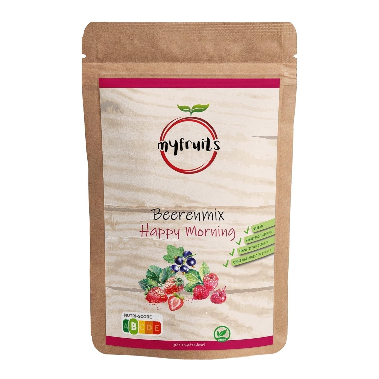 myfruits mieszanka jagodowa 300g, mieszanka owoców liofilizowanych i jagód, bez dodatku cukru, truskawki, maliny, czerwone porzeczki, mieszanka suszonych owoców Produkty odwodnione Naty Shop 300 G (1 opakowanie)