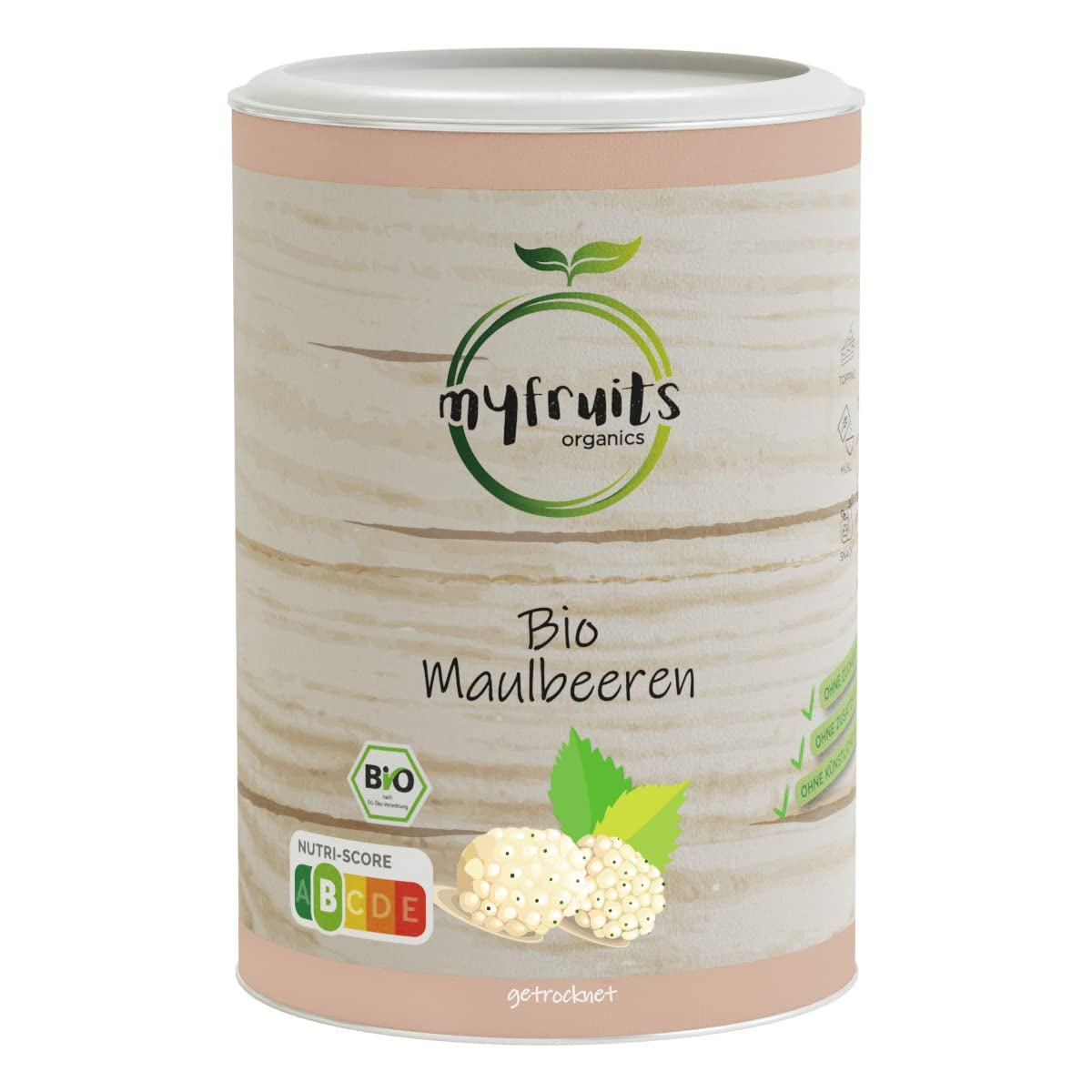 myfruits organiczne suszone jeżyny, 750g, suszone na słońcu, bez dodatków. Z certyfikowanych upraw ekologicznych, suszone jeżyny białe Produkty suszone Naty Shop 300 G (1 opakowanie)