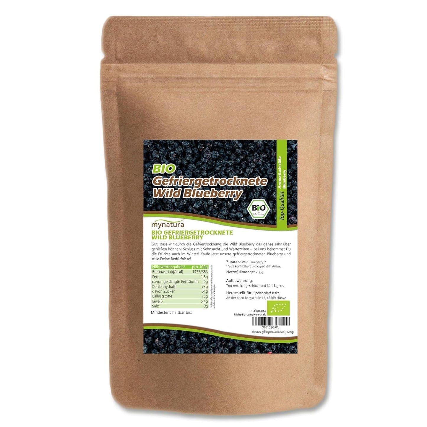Mynatura organiczne borówki liofilizowane I Borówki I Owoce I Jagody I Produkt naturalny I Jakość organiczna I Torba (1x 200g) Produkty suszone Naty Shop 200 G (1 opakowanie)