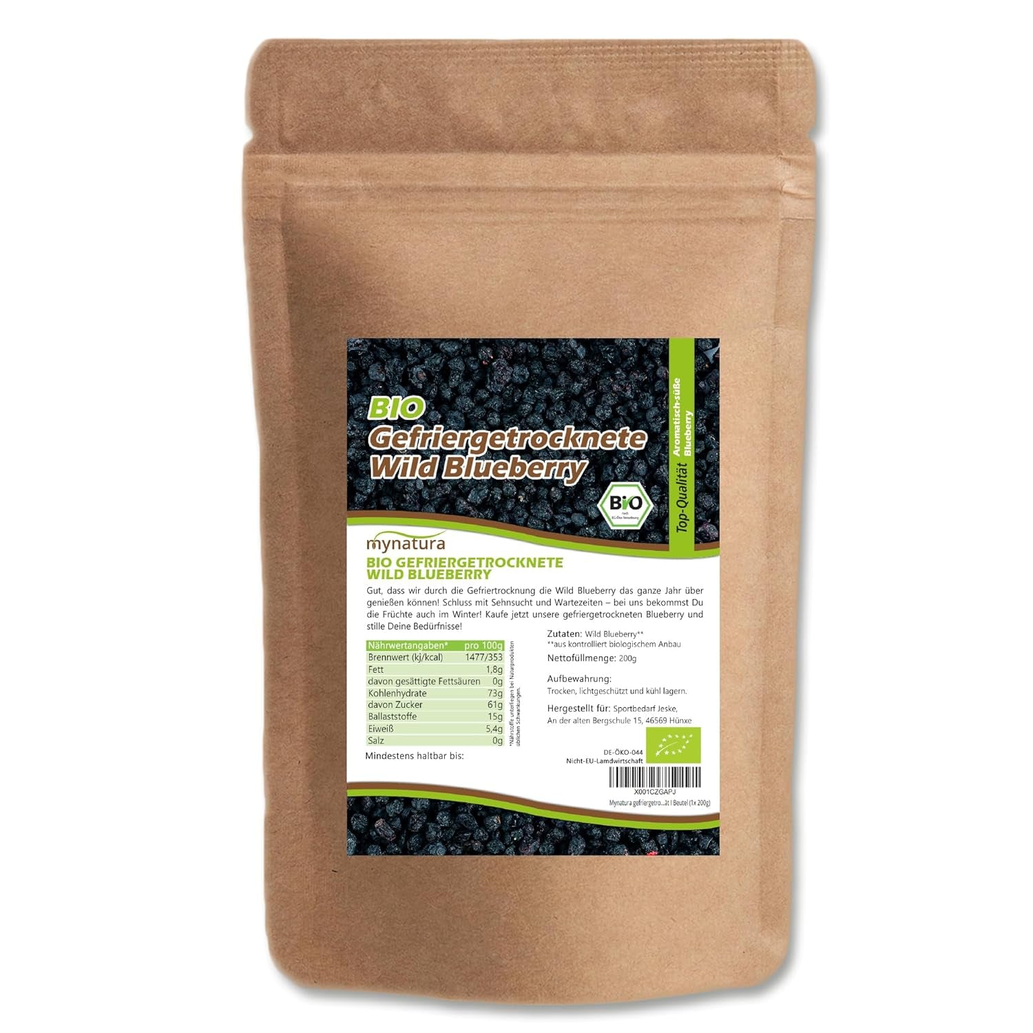 Mynatura organiczne borówki liofilizowane I Borówki I Owoce I Jagody I Produkt naturalny I Jakość organiczna I Torba (1x 200g) Produkty suszone Naty Shop 200 G (1 opakowanie)