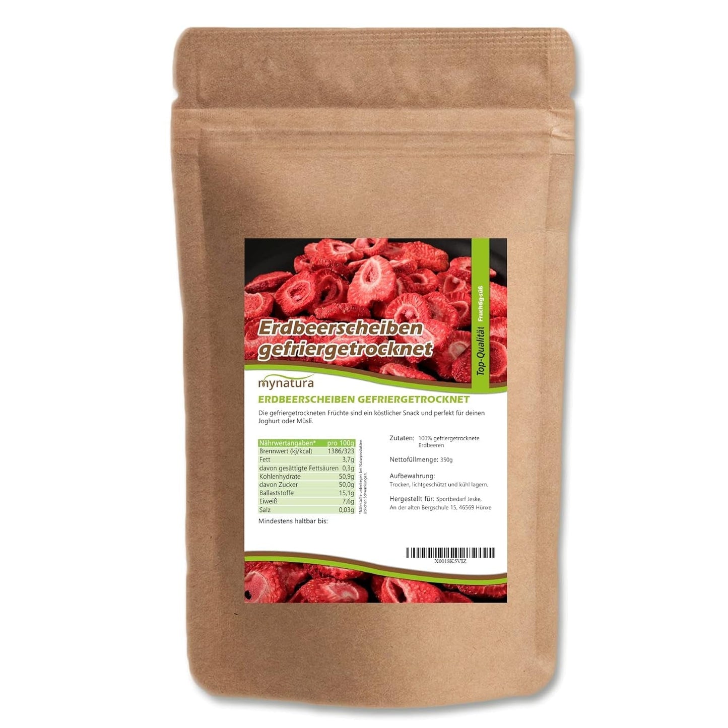 Mynatura truskawka liofilizowana plastry I warzywa I naturalne I owoce suszone I owoce I - lekko suszone (1 x 350g) Produkty suszone Naty Shop 350 G (1 opakowanie)