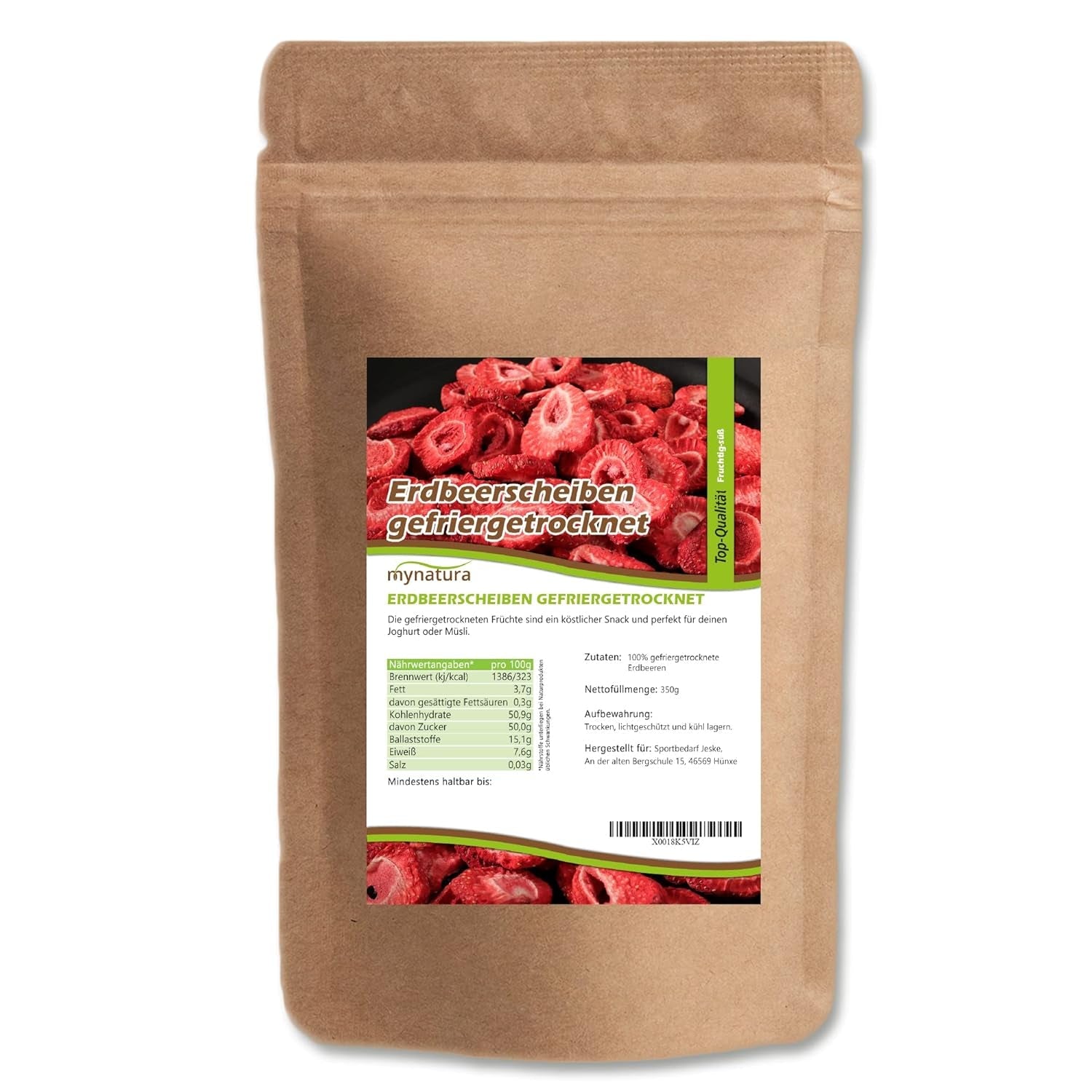 Mynatura truskawka liofilizowana plastry I warzywa I naturalne I owoce suszone I owoce I - lekko suszone (1 x 350g) Produkty suszone Naty Shop 350 G (1 opakowanie)