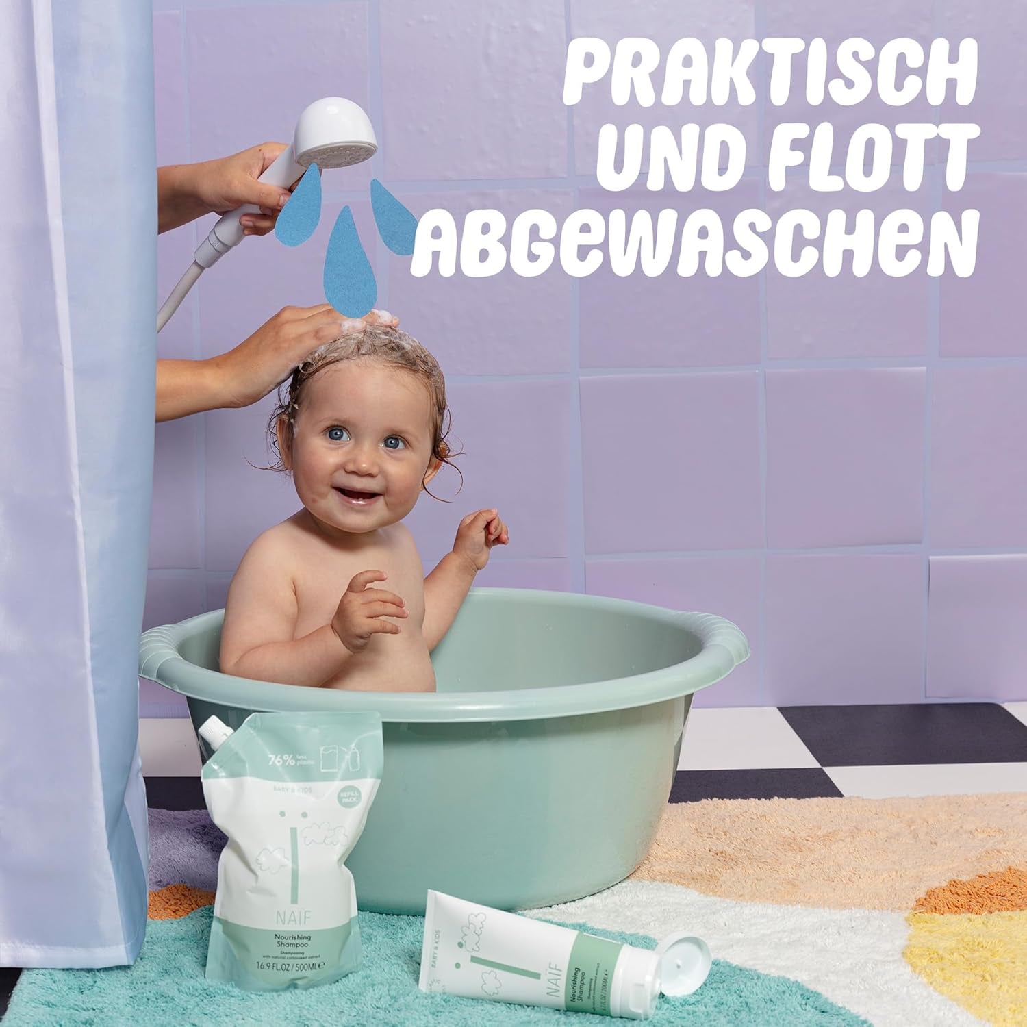 Naïf - Szampon pielęgnacyjny - dla niemowląt i dzieci - Szampon dla dzieci z naturalnymi składnikami - 100% wegańskie - 0% SLES - Bez mikroplastików, silikonów i parabenów - 200 ml Dzieci - Kąpiel i pielęgnacja Naty Shop