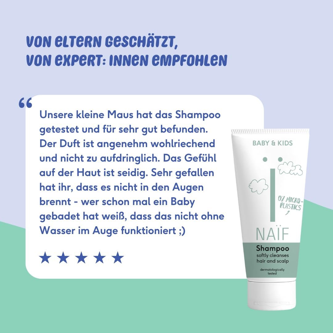 Naïf - Szampon pielęgnacyjny - dla niemowląt i dzieci - Szampon dla dzieci z naturalnymi składnikami - 100% wegańskie - 0% SLES - Bez mikroplastików, silikonów i parabenów - 200 ml Dzieci - Kąpiel i pielęgnacja Naty Shop