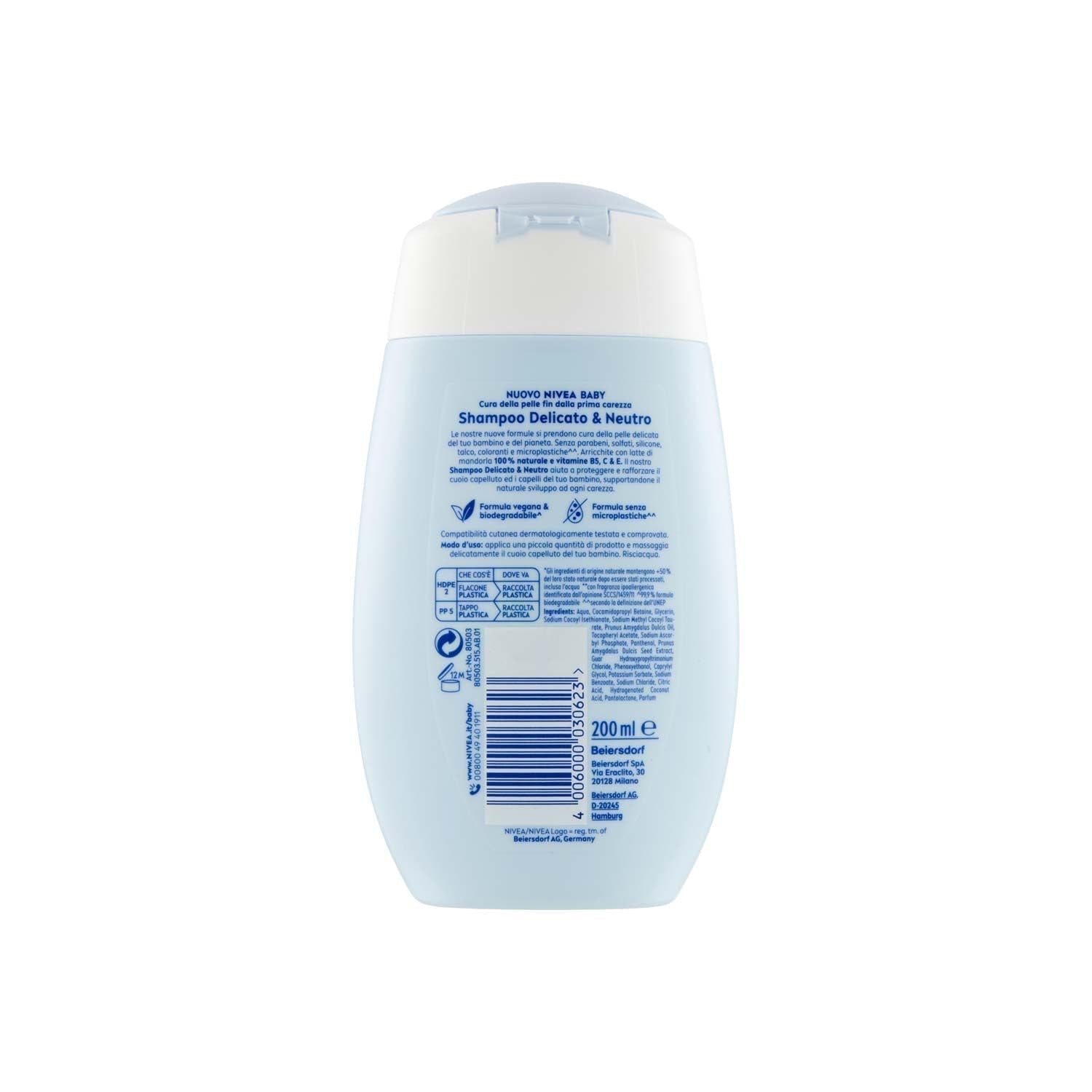 NIVEA BABY Szampon delikatny i neutralny 200 ml - Z ochroną przed łzami, bez siarczanów, dla miękkich i niesplątanych włosów. Dzieci - Kąpiel i pielęgnacja skóry Naty Shop