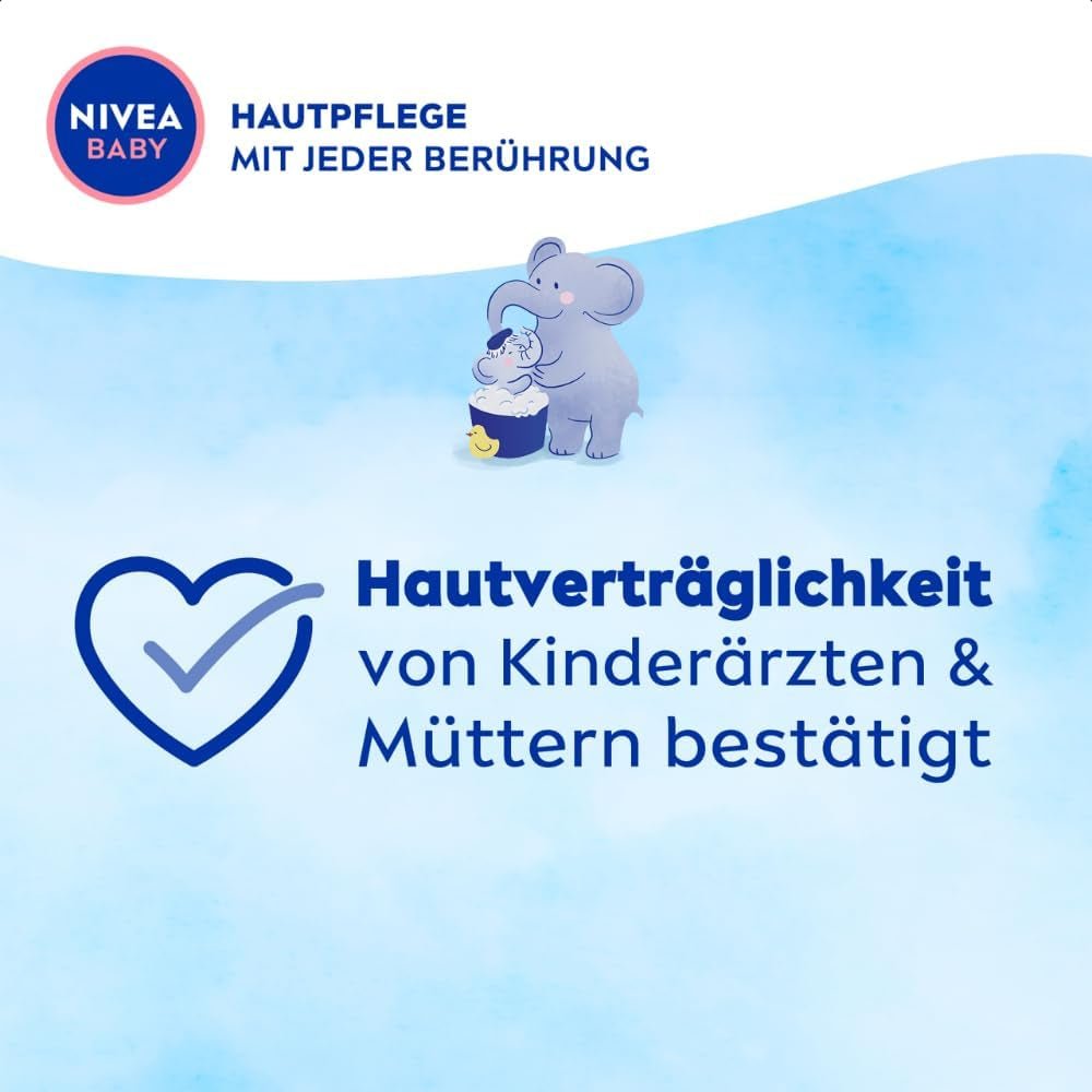 NIVEA BABY szampon i kąpiel od stóp do głów, delikatny wegański szampon do dziecięcej skóry i włosów z olejkiem migdałowym, relaksujący żel pod prysznic o hipoalergicznej formule bez parabenów i mikroplastików (200 ml) Dzieci - Kąpiel i pielęgnacja Naty Shop