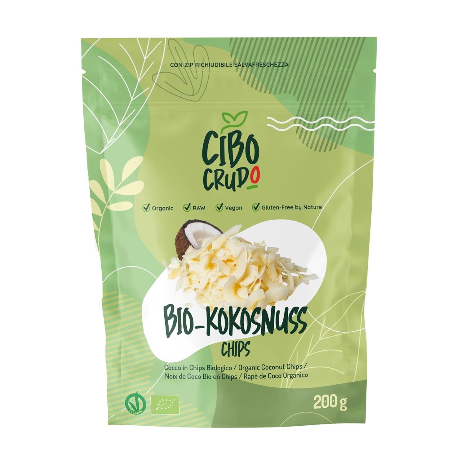 Rozdrobniony organiczny kokos - 200g. Desiccated Coconut Chips Unsweetened and dry. Fulgi de nucă de cocos. Suszone na słońcu chipsy kokosowe. Doskonała jako przekąska oraz do słodkich przepisów. Naty Shop Produkty Suszone 200 G (1 opakowanie) Chipsy Kokosowe