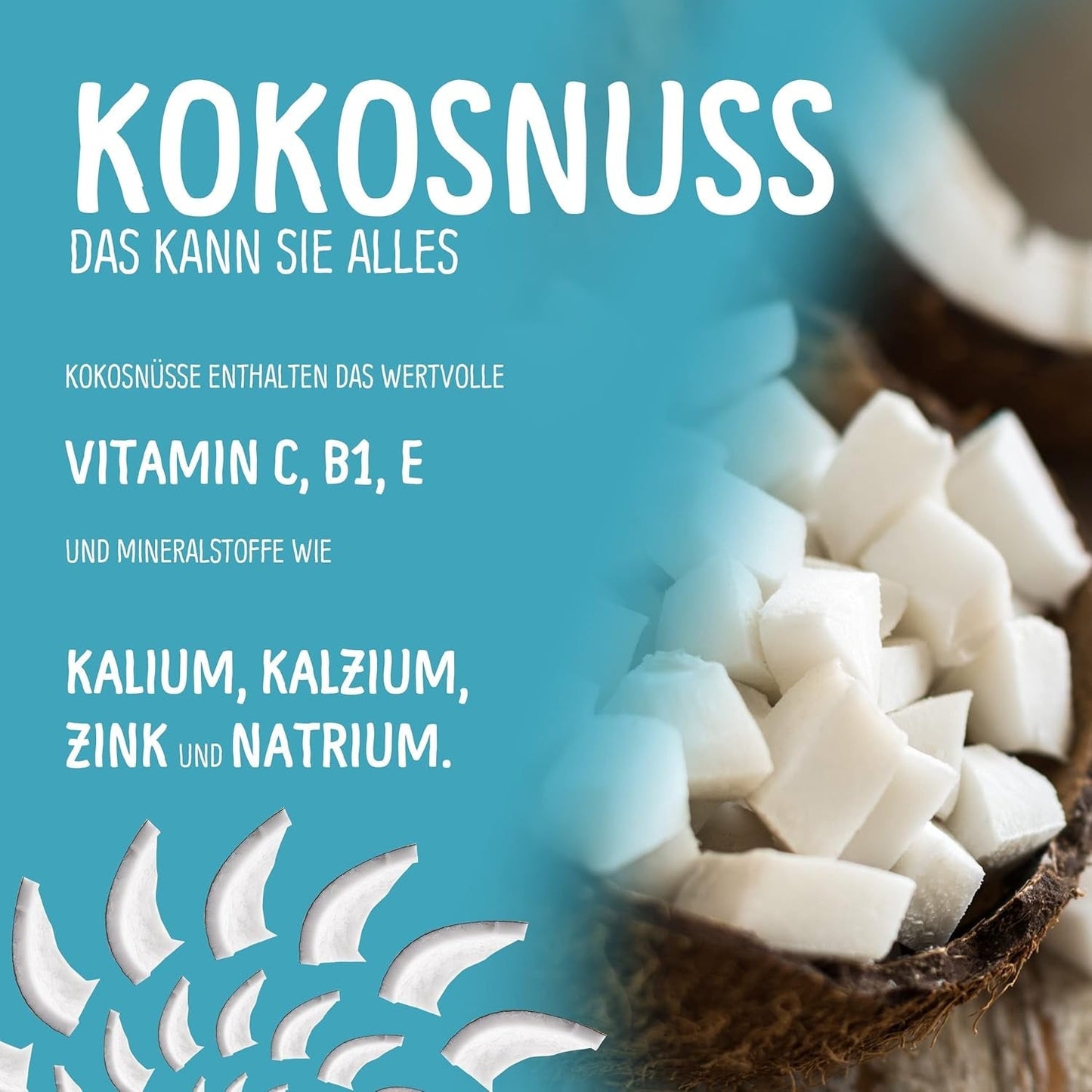 Kokos liofilizowany: 50g owoców liofilizowanych - słodycze wegańskie słodzone kostki kokosowe - naturalnie suszone owoce od NutriPur Produkty odwodnione Naty Shop