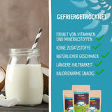 Kokos liofilizowany: 50g owoców liofilizowanych - słodycze wegańskie słodzone kostki kokosowe - naturalnie suszone owoce od NutriPur Produkty odwodnione Naty Shop