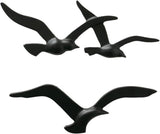 Birdy Wall Art (złoto, metalowe dekoracje ścienne, motyw marynistyczny, fototapeta do przedpokoju/salonu/jadalni) 1011623 Naty Shop posągi i rzeźby czarne