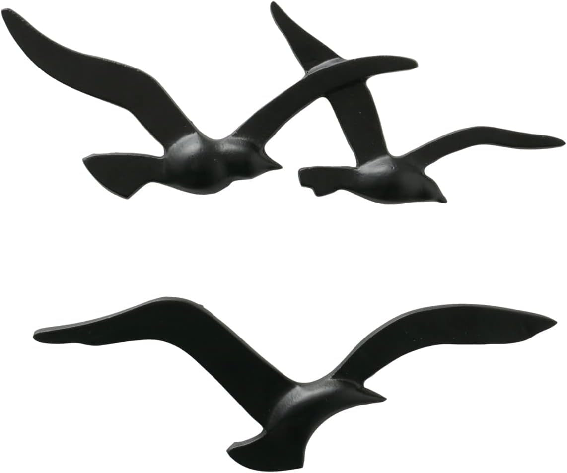 Birdy Wall Art (złoto, metalowe dekoracje ścienne, motyw marynistyczny, fototapeta do przedpokoju/salonu/jadalni) 1011623 Naty Shop posągi i rzeźby czarne