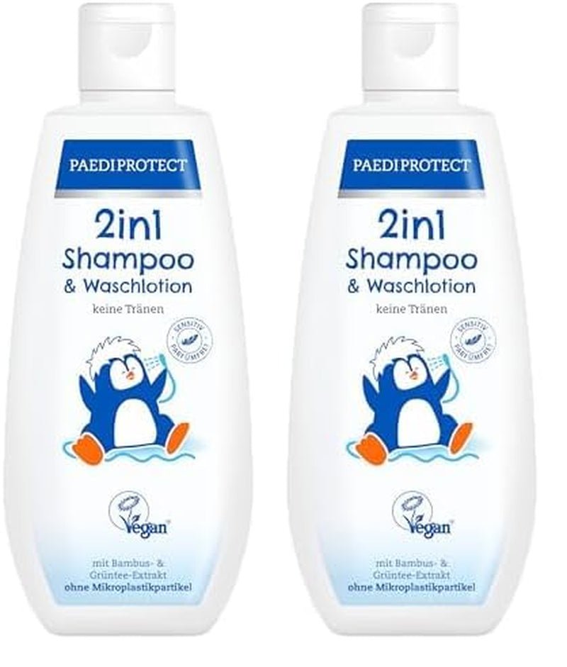 PAEDIPROTECT 2w1 szampon i płyn do mycia dla niemowląt i dzieci 200 ml, delikatne czyszczenie i włosy bez perfum i mikroplastików, żel pod prysznic nawilża suchą i wrażliwą skórę, również dla dorosłych Dzieci - Kąpiel i pielęgnacja Naty Shop White 200 ml (opakowanie 2 szt.)