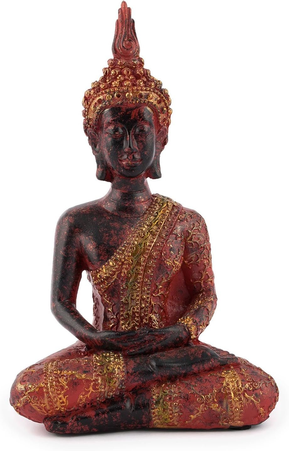 dekoracyjna piżama Budda, medytujący, rzeźba z czerwono-złotym płaszczem Figurki i rzeźby Naty Shop Domyślny tytuł