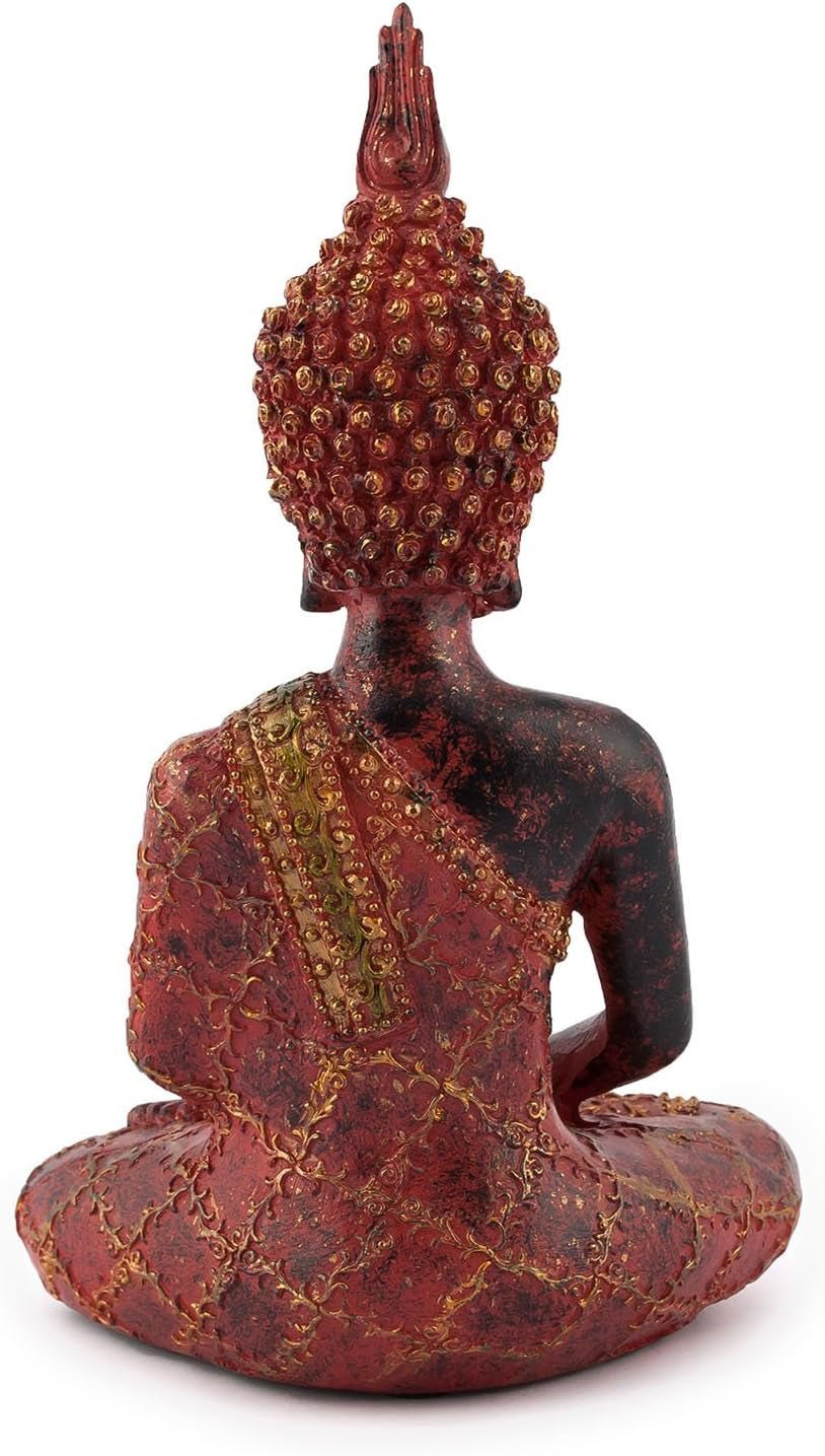 dekoracyjna piżama Budda, medytujący, rzeźba z czerwono-złotym płaszczem. Figurki i rzeźby Naty Shop