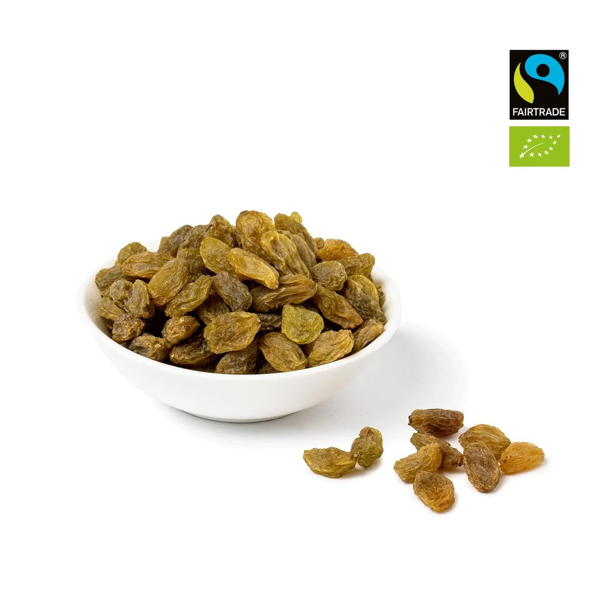 PAKKA - Organiczne rodzynki zielone Khorog Fairtrade 750g, organiczne i Fairtrade, bez pestek, suszone w cieniu, bez oleju, bardzo lepkie, bezpośrednio od drobnych rolników w Samarkandzie w Uzbekistanie, wegańskie, 750g Naty Shop Produkty suszone