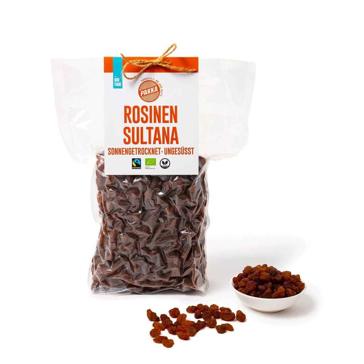 PAKKA - Ekologiczne Sułtanki Fairtrade 1kg, bez pestek, bez skórki i suszone na słońcu Sultana Sultanas z Samarkandy Uzbekistan 1000g Produkty suszone Naty Shop Wariant 1: 1kg (1 opakowanie)