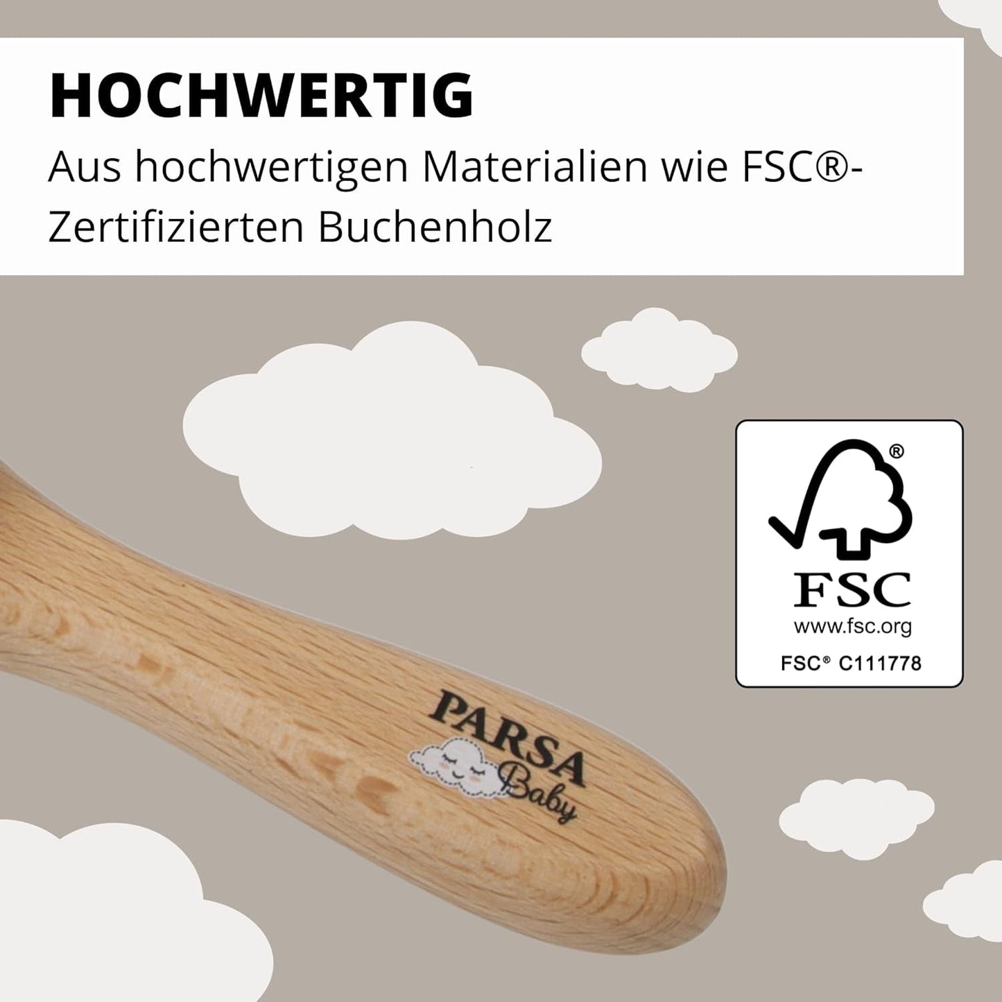 PARSA Beauty szczotka do włosów dla dzieci z kozim włosiem - szczotka do włosów dla dzieci z drewna bukowego z certyfikatem FSC® - szczotka do pielęgnacji delikatnych włosów dziecka - szczotka dla niemowląt Dzieci - Kąpiel i pielęgnacja skóry Naty Shop