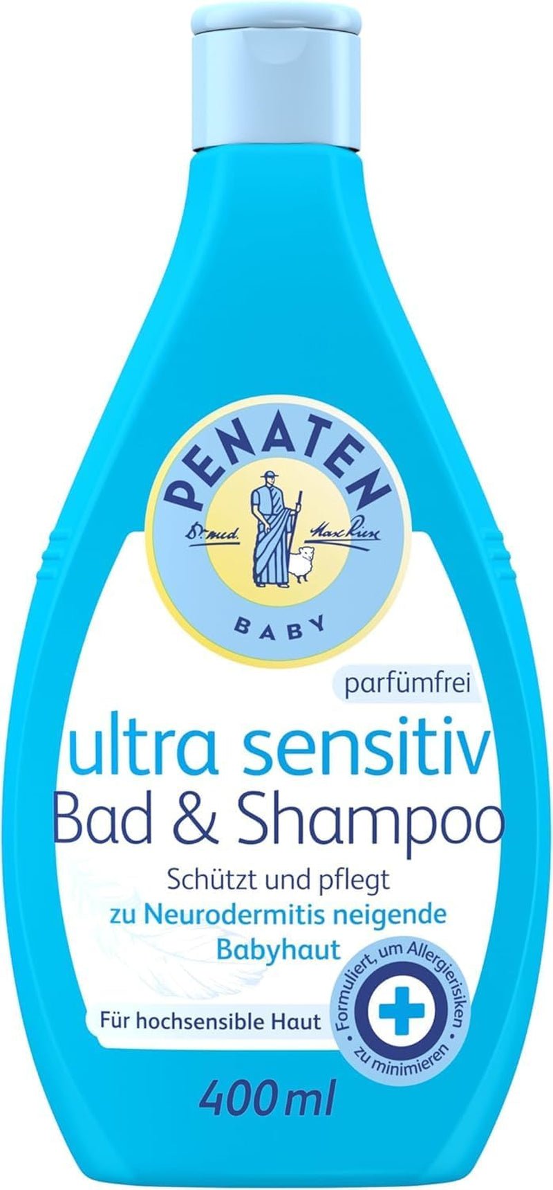 PENATEN Ultra Sensitive Kąpiel i Szampon (400 ml), płyn do kąpieli i szampon dla dzieci szczególnie delikatny dla bardzo wrażliwej skóry niemowląt ze skłonnością do neurodermitów, żel pod prysznic i szampon do włosów bez perfum i barwników Dzieci - Kąpiel i pielęgnacja Naty Shop 400 Ml (1 opakowanie) Żel do mycia