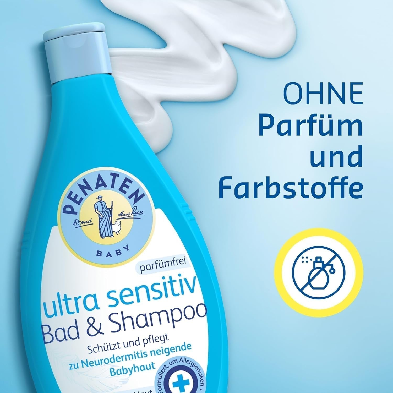 PENATEN Ultra Sensitive Kąpiel i Szampon (400 ml), wyjątkowo delikatny płyn do kąpieli i szampon dla bardzo wrażliwej skóry niemowląt ze skłonnością do neurodermitów, bezzapachowy i barwnikowy żel pod prysznic i szampon do włosów Dzieci - Kąpiel i pielęgnacja Naty Shop