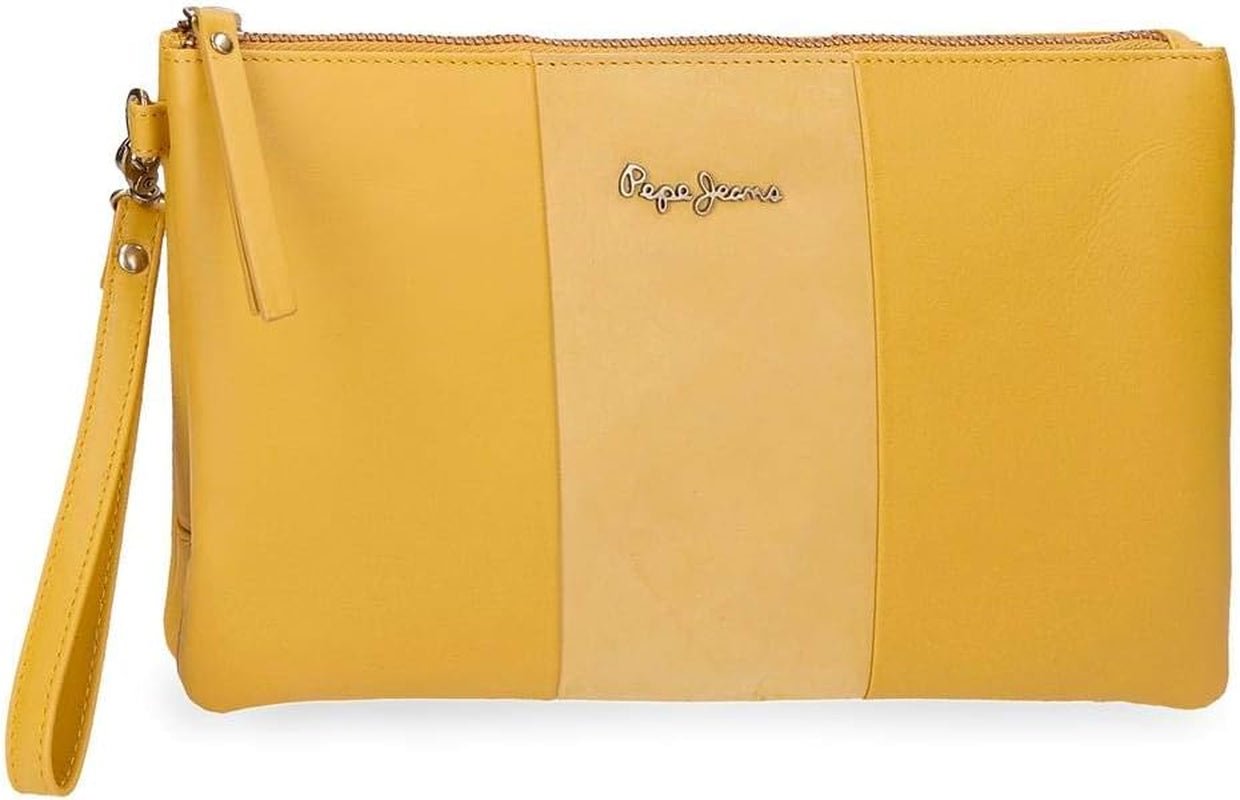 Pepe Jeans Podwójny portfel Żółta torba 27x17x2 cm skórzany portfel damski Naty Shop żółta torebka