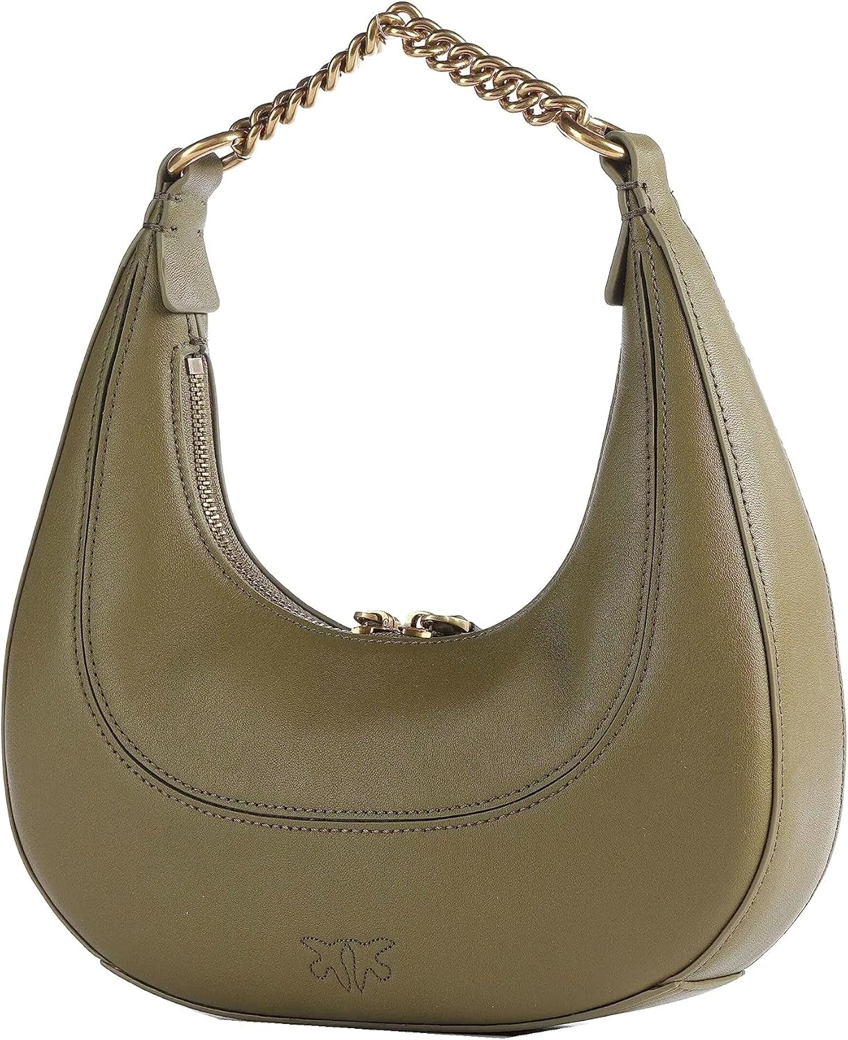 Torebki damskie Pinko BRIOCHE HOBO Mini KALB MORB, V62q_Green Thread-Antique Gold Naty Shop