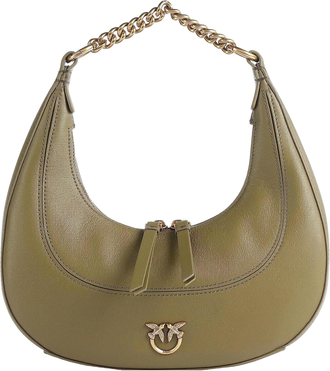 Pinko kobiety BRIOCHE HOBO Mini KALB MORB, V62q_Green Thread-Antyczne złote torby Damskie Naty Sklep Domyślny tytuł