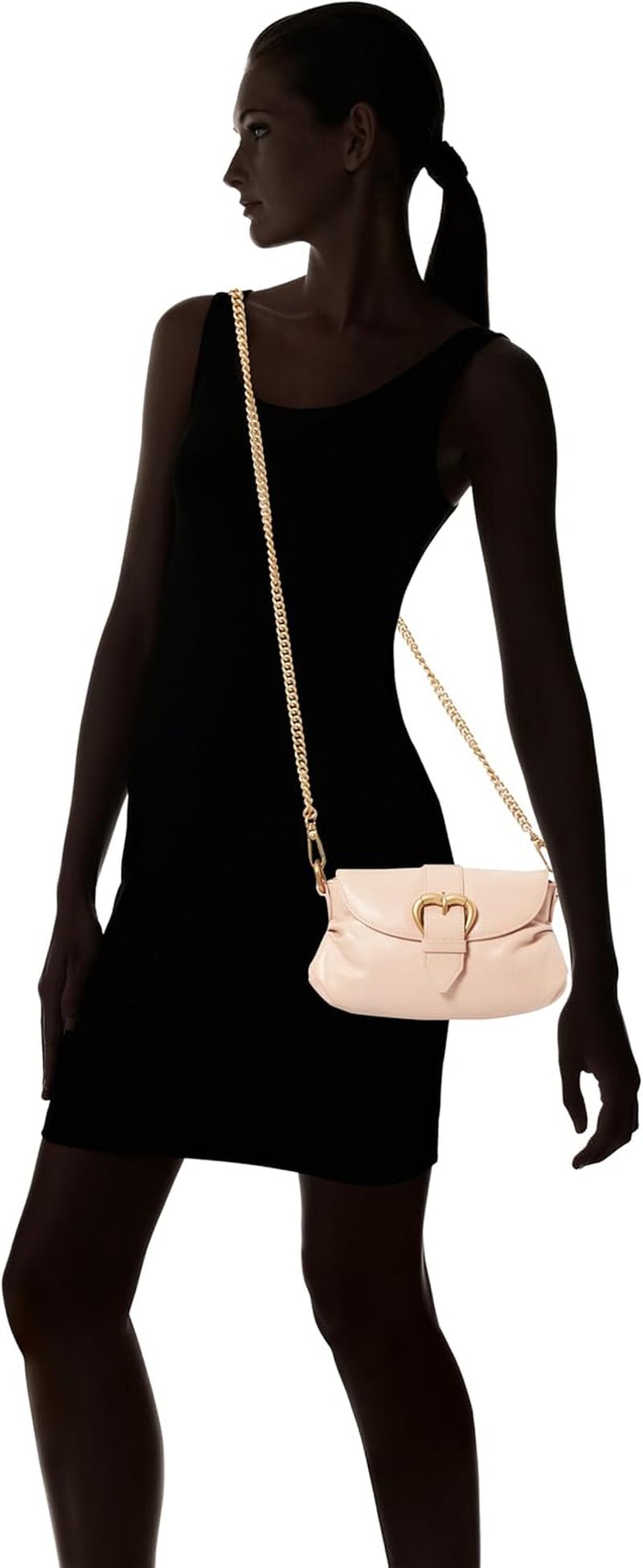 Pinko Damska torebka na ramię Jolene Mini Crystal na łydkę, O81m_Chocolate Gold Torby damskie Naty Shop