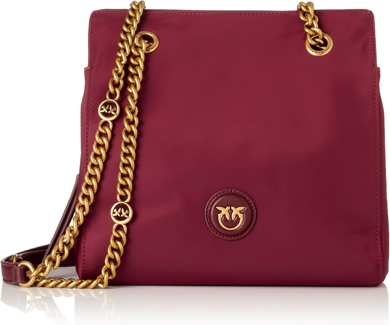 Damska torba na zakupy Pinko z recyklingu RECYCELTES Nylon + torby damskie Naty Shop W84Q_Viola Uva-Antique Gold