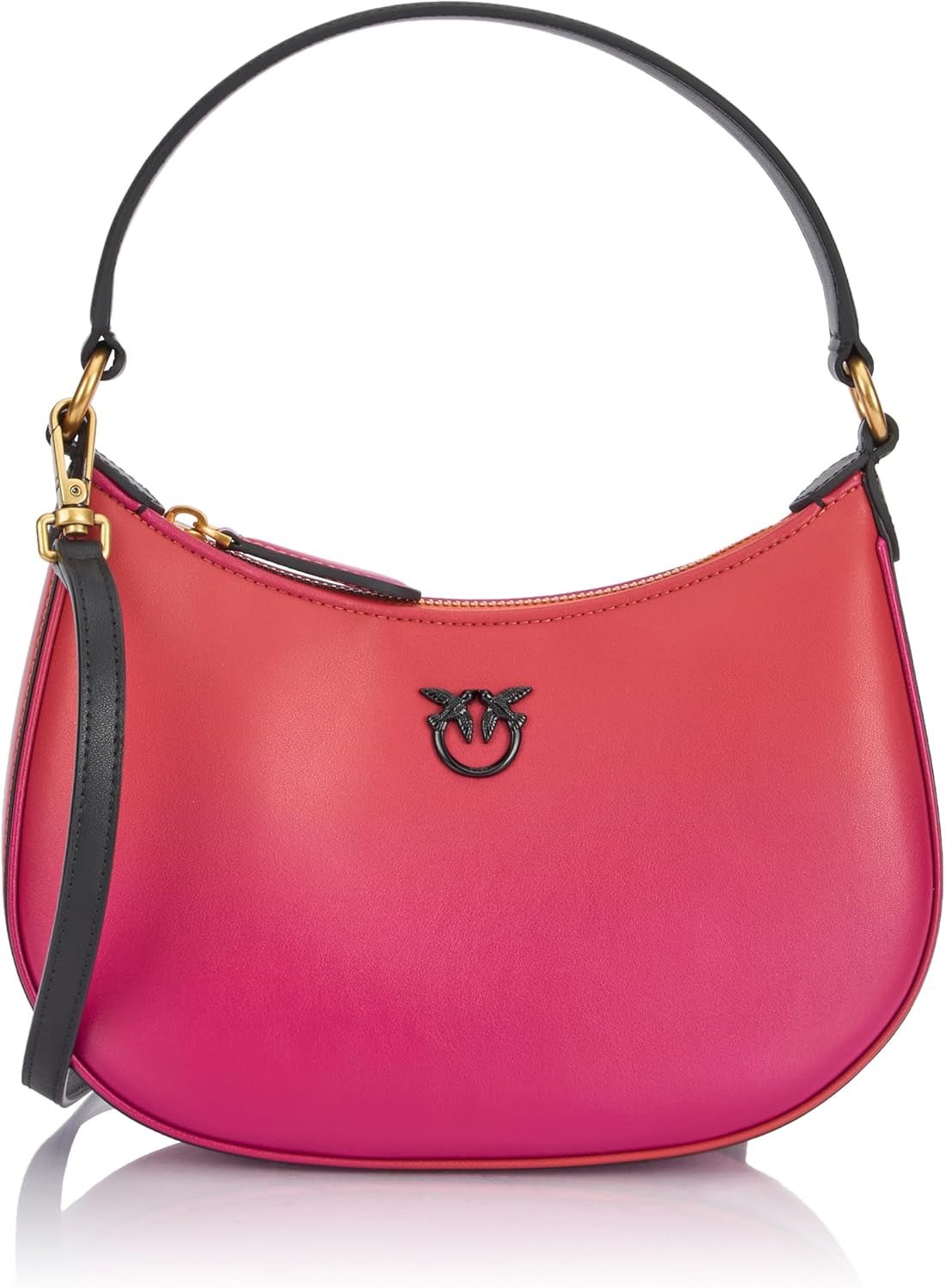 Pinko Half Moon mini skórzana torba w gradientowym kolorze, ya4l_Mult.fuchsia, pomarańczowo-czarna Torby damskie Naty Shop Domyślny tytuł