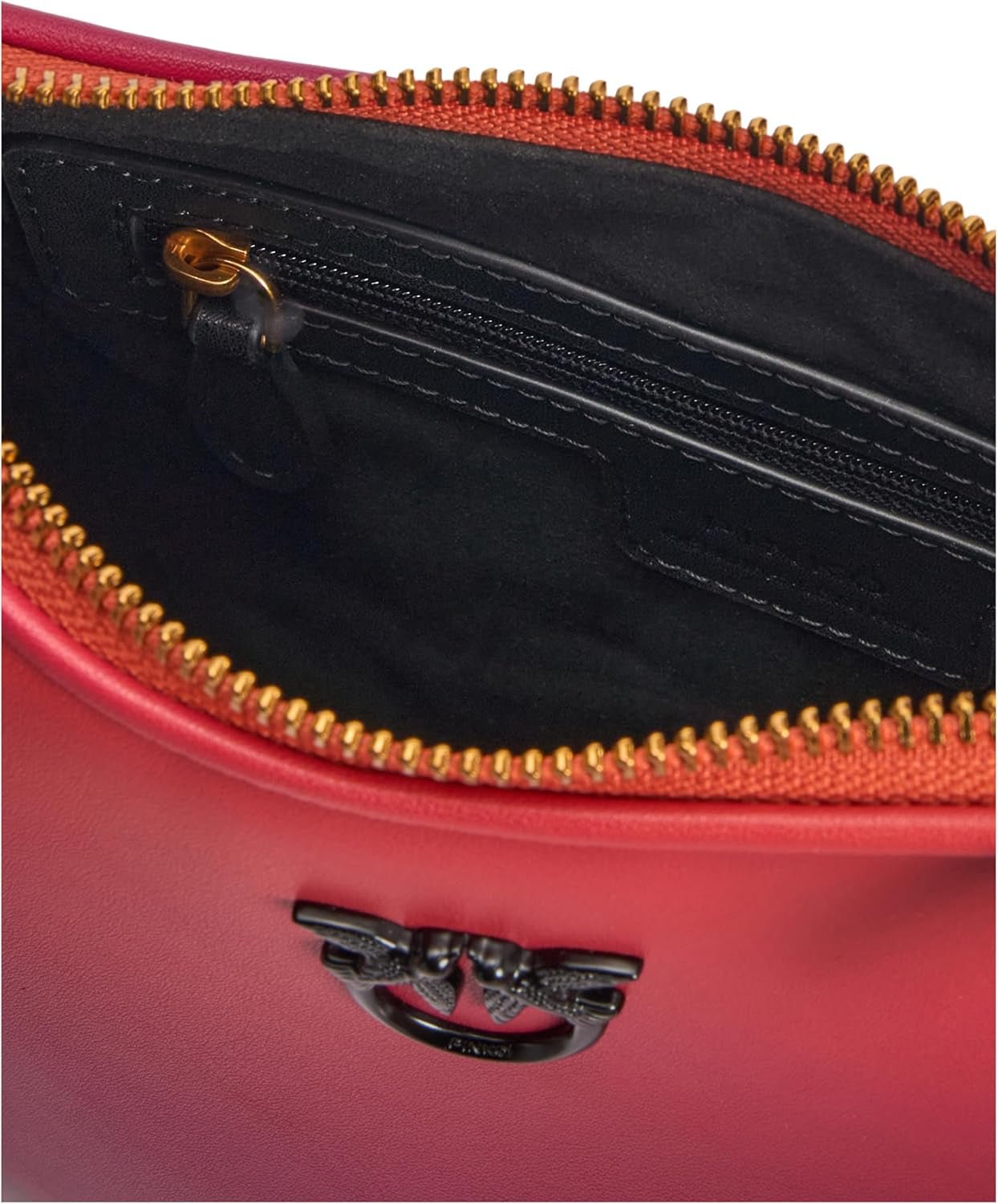 Pinko Half Moon mini skórzana torba w gradientowym kolorze, ya4l_Mult.fuchsia, pomarańczowo-czarna Torby damskie Naty Shop