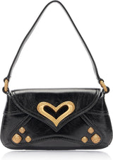 Pinko Ladies 520 Naplack Torba Na Ramię Vintage Torby Damskie Torby Naty Shop Z99M_Czarna Limuzyna-Czekoladowa Złota