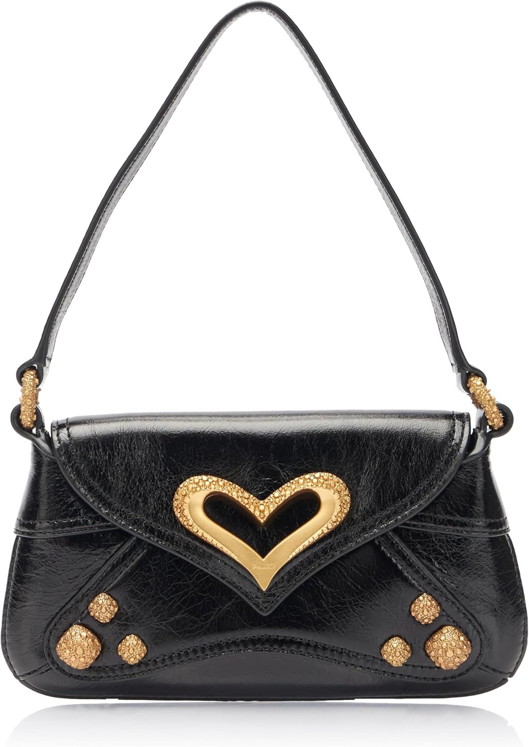 Pinko Ladies 520 Naplack Torba Na Ramię Vintage Torby Damskie Torby Naty Shop Z99M_Czarna Limuzyna-Czekoladowa Złota