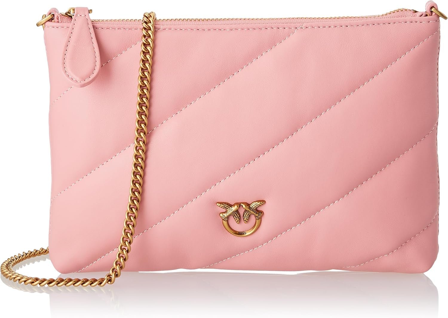 Pinko Ladies Flat Pouch Sheep Nappa FLACHTASCHE SCHAFNAPPA Torby damskie Naty Shop P66Q_Rosa Rossore-Antique Gold