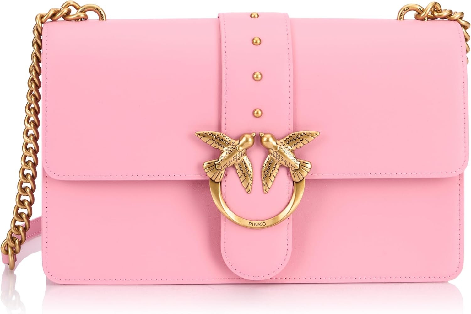 Pinko Ladies Love One Classic Cl Cielęca jedwabna torba damska Torby Naty Shop Różowy