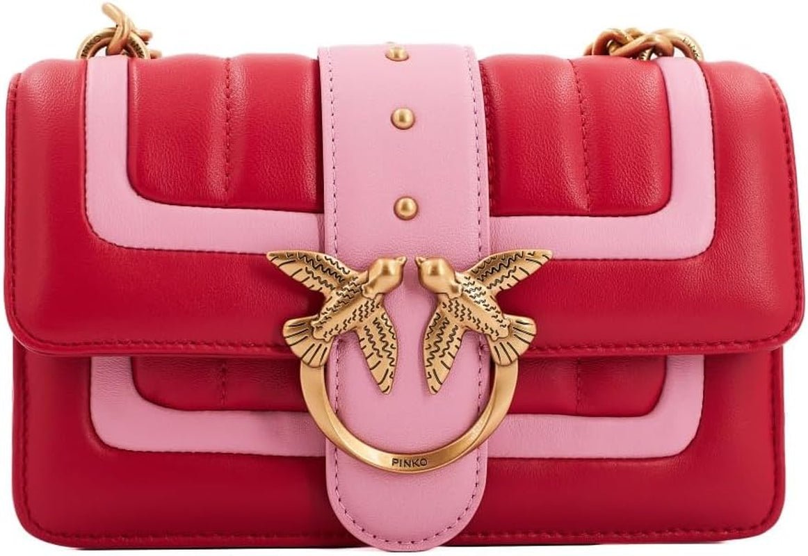Pinko Ladies Love One Mini Cl jednostronnie owcza linia Nappa Line pikowana torba damska torby Naty Shop Rn4Q_red/pink-antic gold