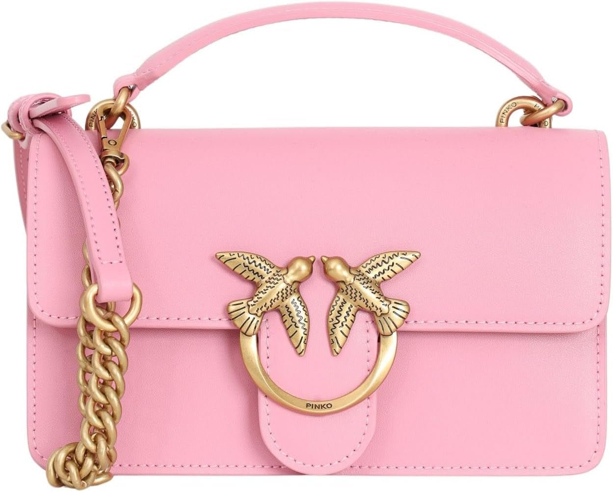 Pinko Ladies Love One Mini lekka jedwabna torba na łydkę torebki damskie Naty Shop P31Q_Pink-Marino-Antique Gold