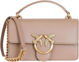 Pinko Ladies Love One Mini lekka, jedwabna torba z łydki torebki damskie Naty Shop D01Q_Biscuit Imbir Antyczne Złoto