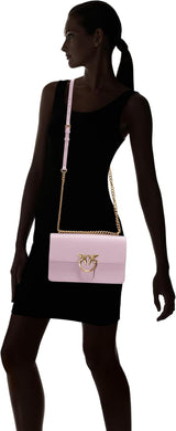 Pinko Love One Classic Dc torebka ze skóry cielęcej, wgq_lilac- antyczne złoto Torby Damskie Naty Shop