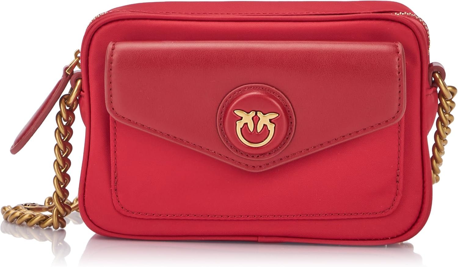 ETUI NA Aparat Pinko Nyllo Gate Torby damskie NYLO z recyklingu Naty Shop R40Q_Dark Red Antyczne Złoto