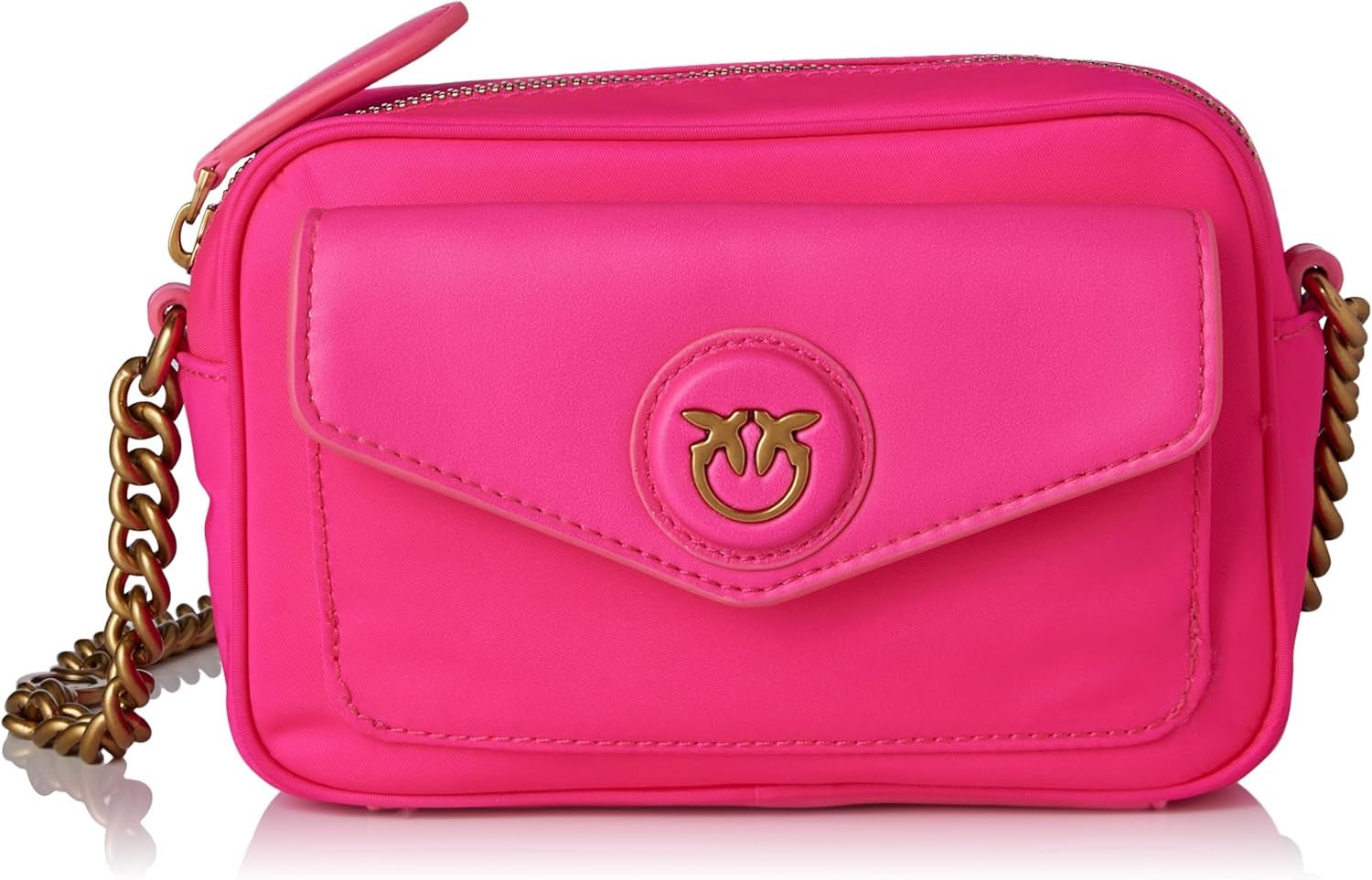 ETUI NA Aparat Pinko Nyllo Gate Recyklingowe torby damskie NYLO Naty Shop N17Q_Pink Pink Pinko-Antique Gold