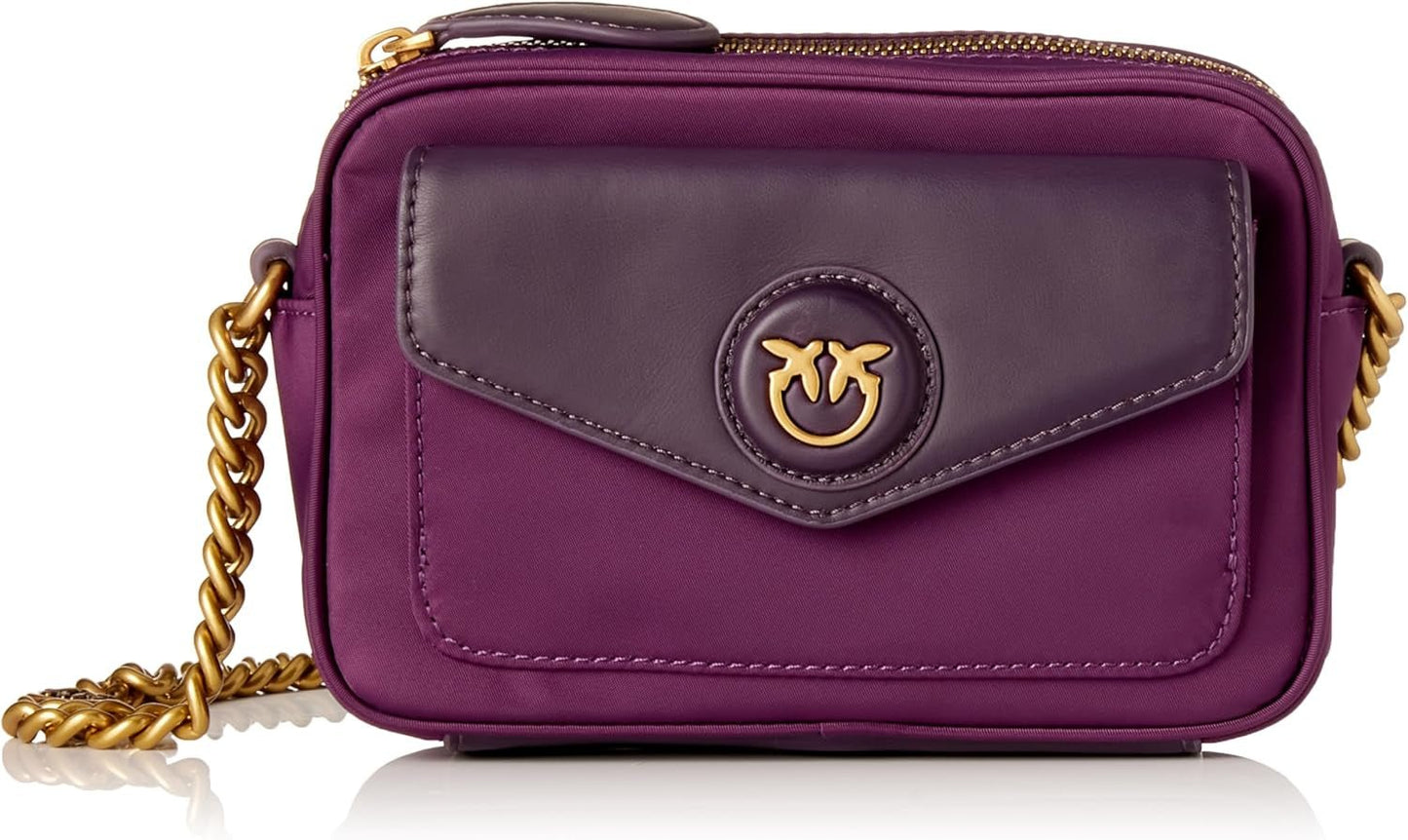 ETUI NA Aparat Pinko Nyllo Gate Recyklingowe torby damskie NYLO Naty Shop W84Q_Violet Uva-Antique Gold