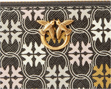 Pinko damski Ryder zapinany na zamek skórzany nadruk Logo portfel na akcesoria podróżne, Zm7q_czarny/brązowy/biały.Antique Go portfel damski Naty Shop