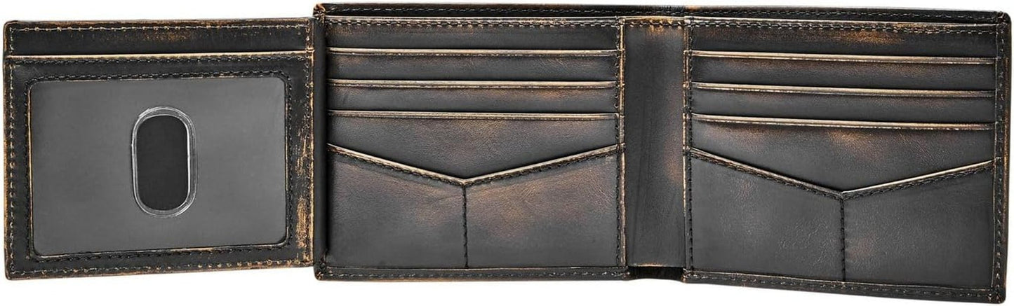 Dwukrotnie składany portfel skórzany Fossil Wade dla mężczyzn 11,43 cm dł. x 1,905 cm szer. x 8,89 cm wys. Portfel męski Naty Shop