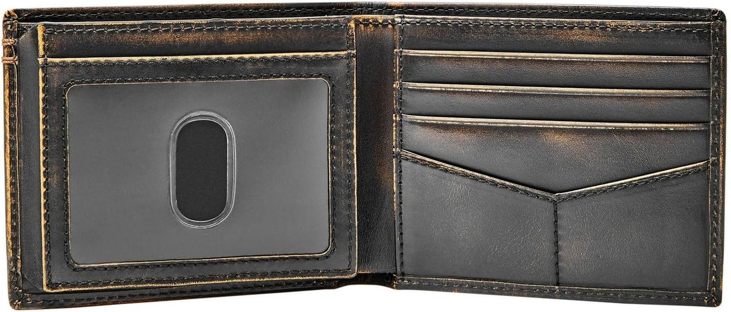 Dwukrotnie składany portfel skórzany Fossil Wade dla mężczyzn 11,43 cm dł. x 1,905 cm szer. x 8,89 cm wys. Portfel męski Naty Shop