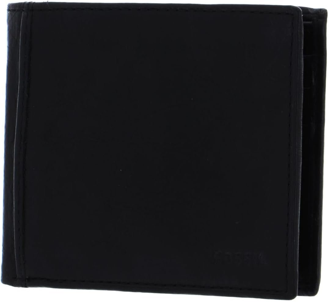 Skórzany portfel męski Fossil Ingram Bifold 11,43 cm dł. x 1,905 cm szer. x 8,89 cm wys. Portfel męski Naty Shop czarny
