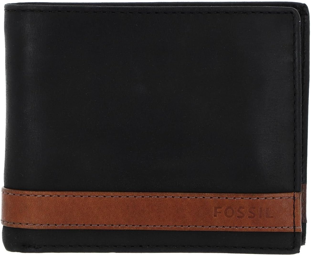 Portfel męski Fossil Quinn, składany ze skóry, 11,43 cm dł. x 2,54 cm szer. x 9,525 cm wys. Portfel męski Naty Shop czarny