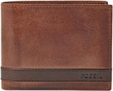 Portfel męski Fossil Quinn, składany ze skóry, 11,43 cm dł. x 2,54 cm szer. x 9,525 cm wys. Portfel męski Naty Shop brązowy
