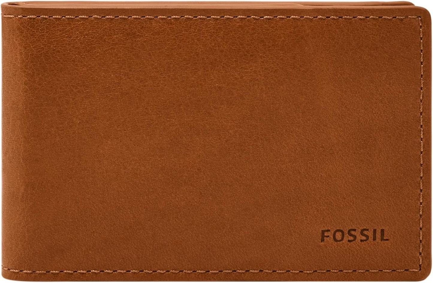 Fossil Andrew Skórzany portfel składany męski 11,5 cm dł. x 1,9 cm szer. x 7,7 cm wys. Portfel męski Naty Shop siodłowy
